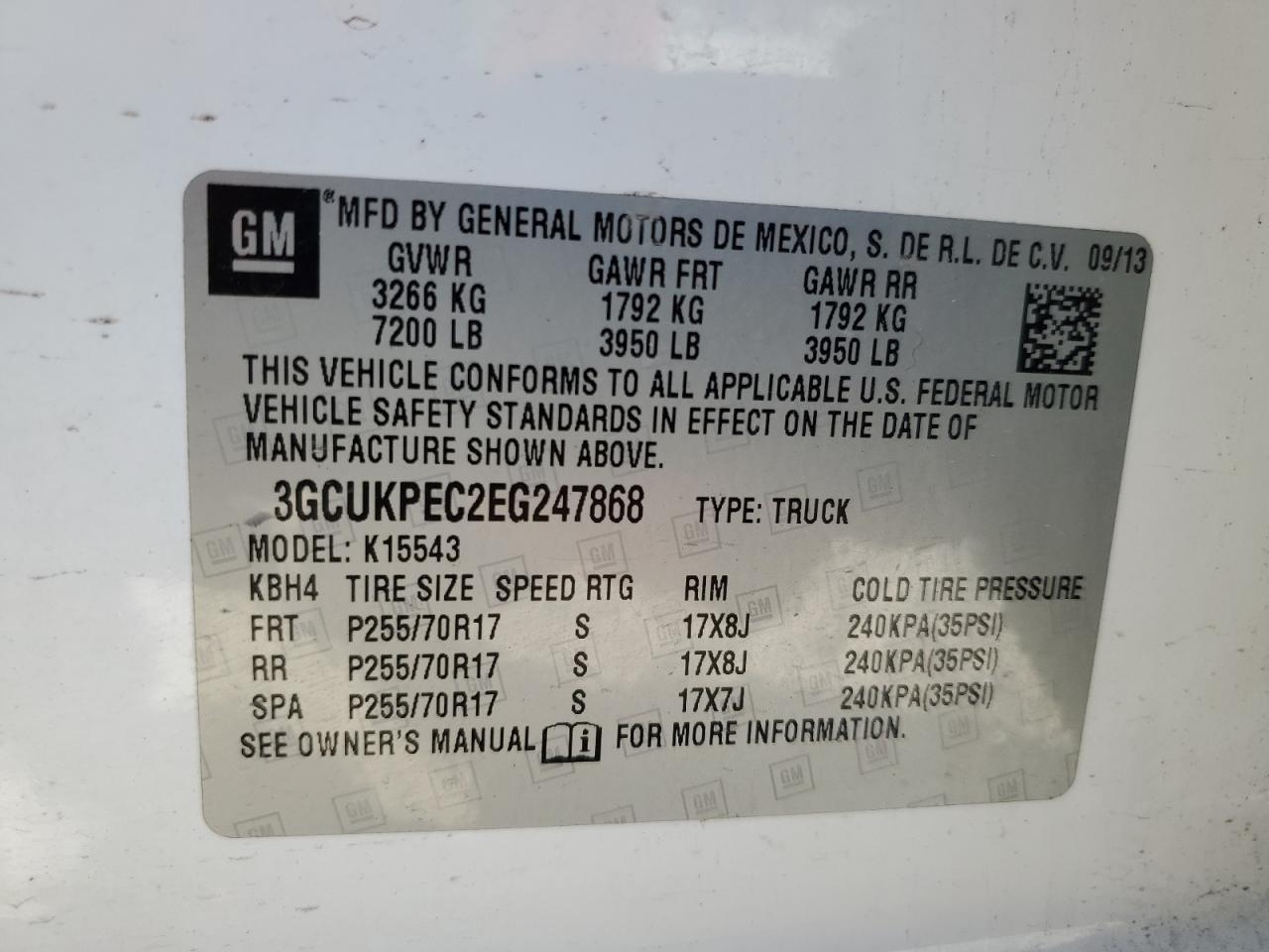 2014 Chevrolet Silverado VIN 3GCUKPEC2EG247868 Copart auction photo, front end / undercarriage damage thumbnail 13