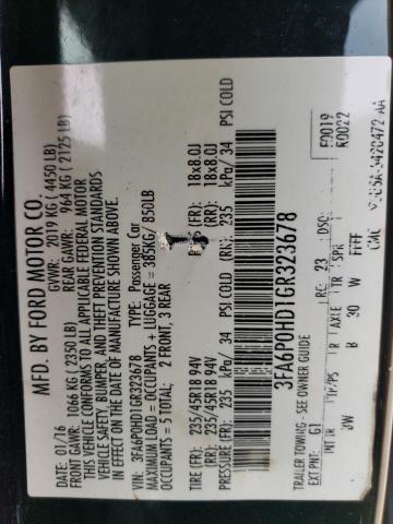 2016 Ford Fusion VIN 3FA6P0HD1GR323678 Copart auction photo, front end / minor dent/scratches damage thumbnail 13