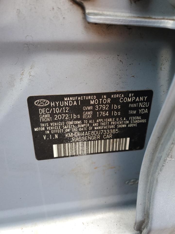2013 Hyundai Elantra VIN KMHDH4AE8DU733385 Copart auction photo, front end / side damage thumbnail 13