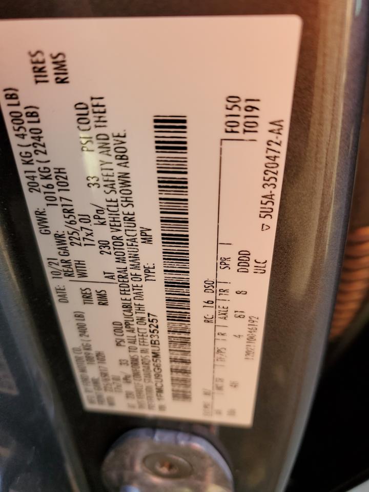 2021 Ford Escape VIN 1FMCU9G65MUB35257 Copart auction photo, front end damage thumbnail 14