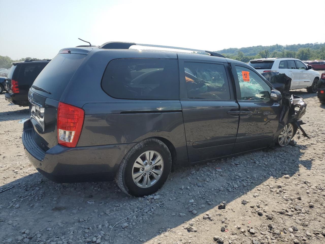 2012 KIA Sedona VIN KNDMG4C74C6490375 Copart auction photo, front end / side damage thumbnail 3