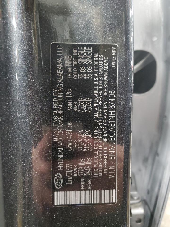 2022 Hyundai Tucson VIN 5NMJECAE1NH137408 Copart auction photo, vandalism damage thumbnail 14