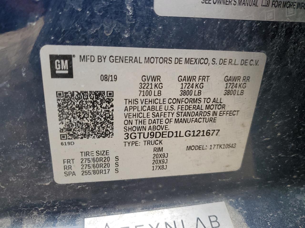 2020 GMC Sierra VIN 3GTU9DED1LG121677 Copart auction photo, all over damage thumbnail 15