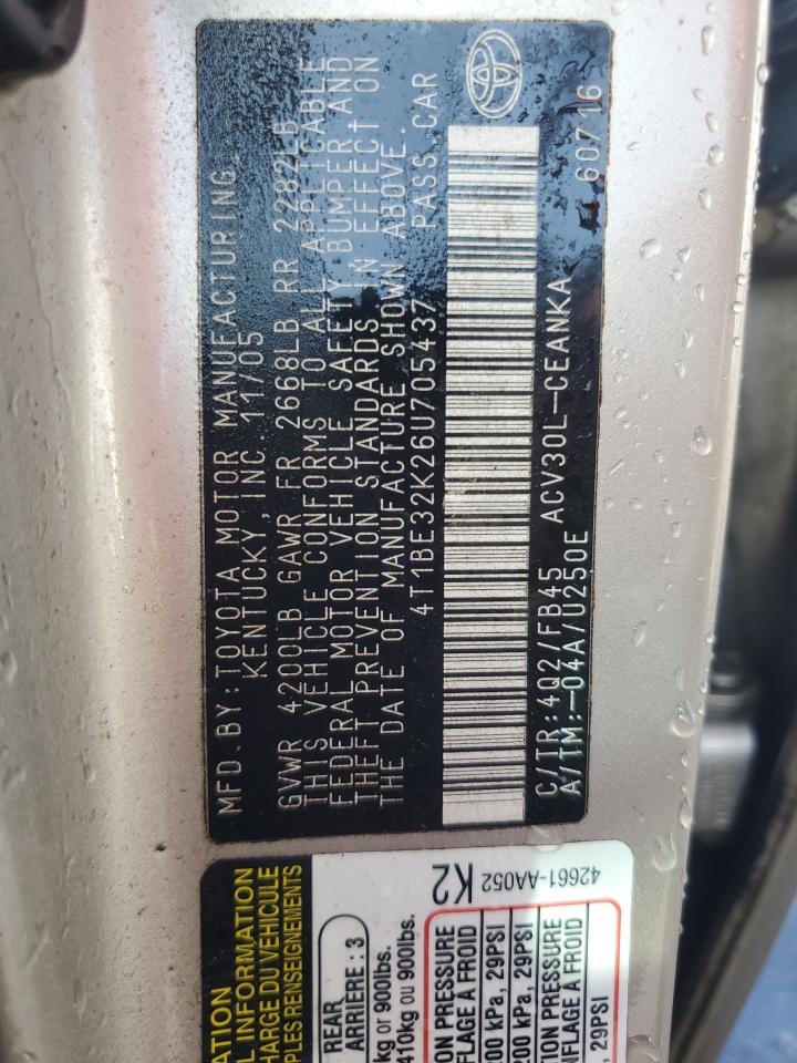 2006 Toyota Camry VIN 4T1BE32K26U705437 Copart auction photo, front end / side damage thumbnail 13