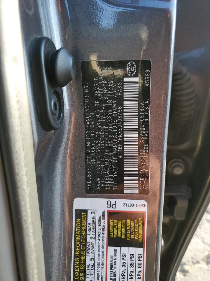 2014 Toyota Camry VIN 4T1BF1FKXEU406756 Copart auction photo, front end / side damage thumbnail 12