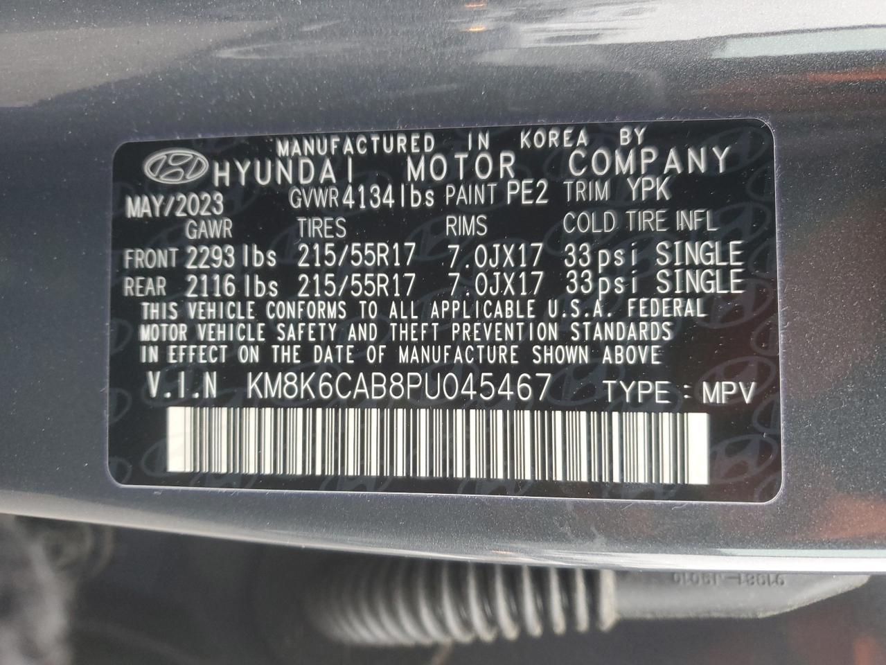 2023 Hyundai Kona VIN KM8K6CAB8PU045467 Copart auction photo, front end damage thumbnail 12