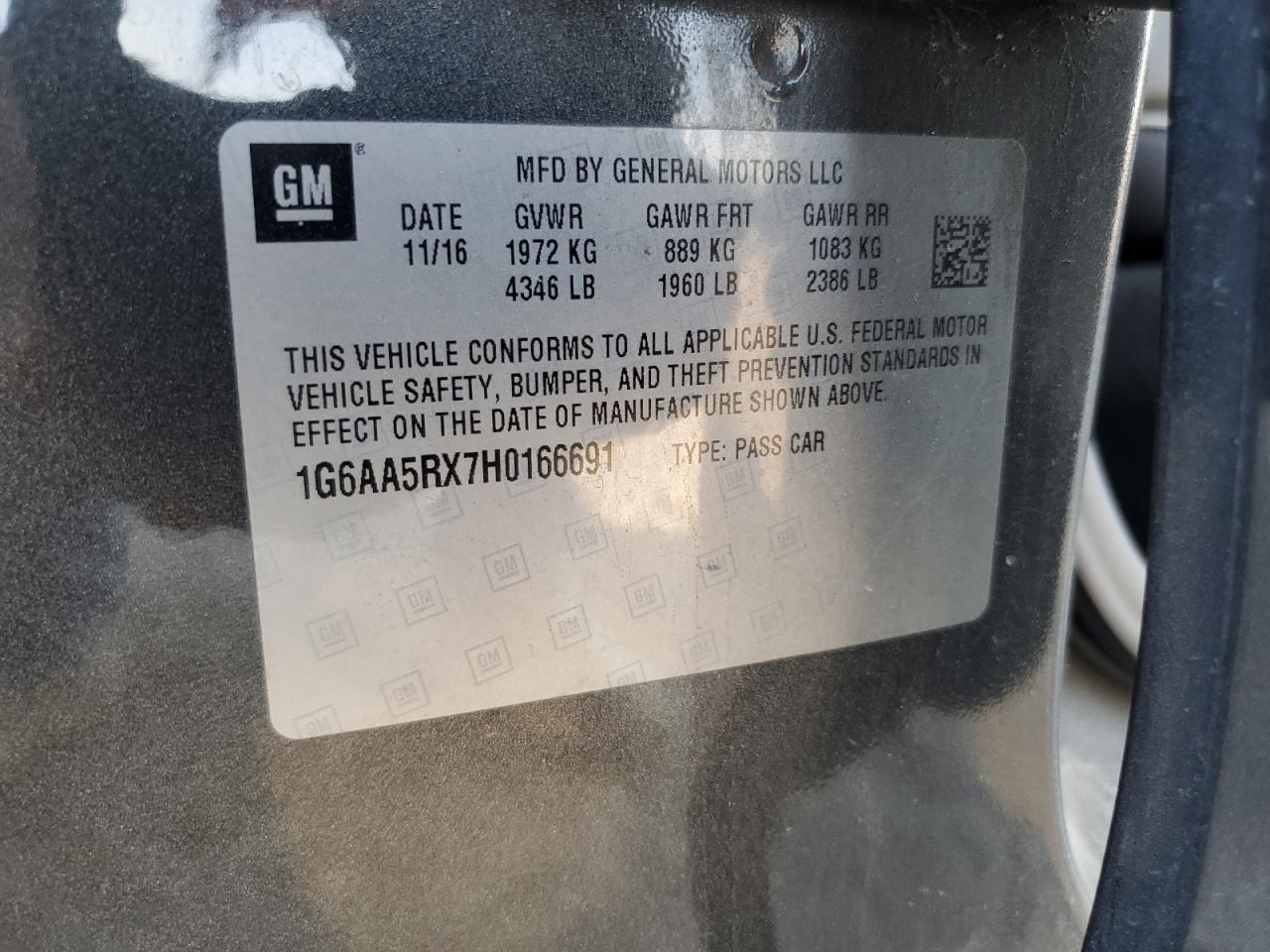 2017 Cadillac ATS VIN 1G6AA5RX7H0166691 Copart auction photo, hail damage thumbnail 12