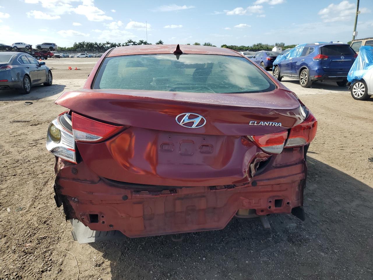 2013 Hyundai Elantra VIN KMHDH4AE4DU645546 Copart auction photo, rear end damage thumbnail 6