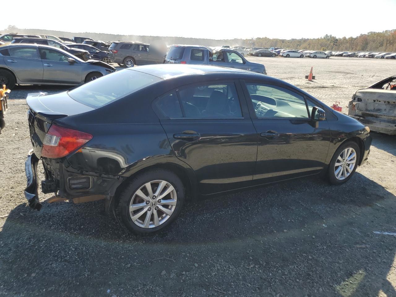 2012 Honda Civic VIN 19XFB2F90CE371502 Copart auction photo, rear end / top/roof damage thumbnail 3