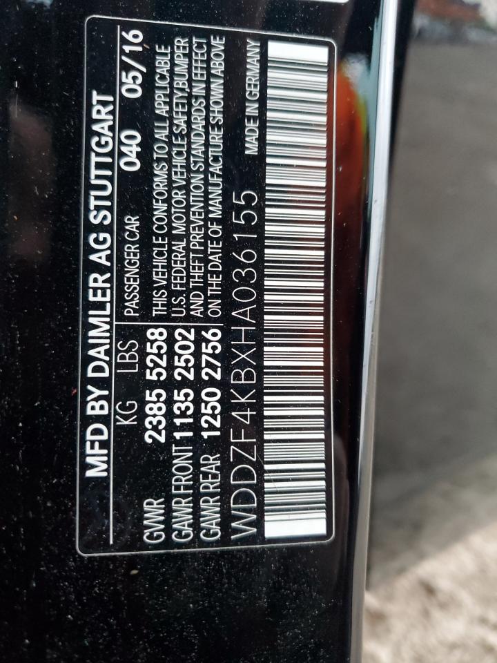 2017 Mercedes-Benz E-klasse VIN WDDZF4KBXHA036155 Copart auction photo, mechanical damage thumbnail 14