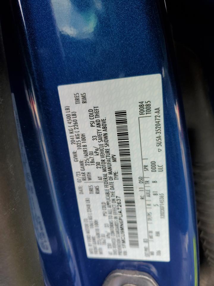 2023 Ford Escape VIN 1FMCU9MN6PUA72637 Copart auction photo, front end / side damage thumbnail 15
