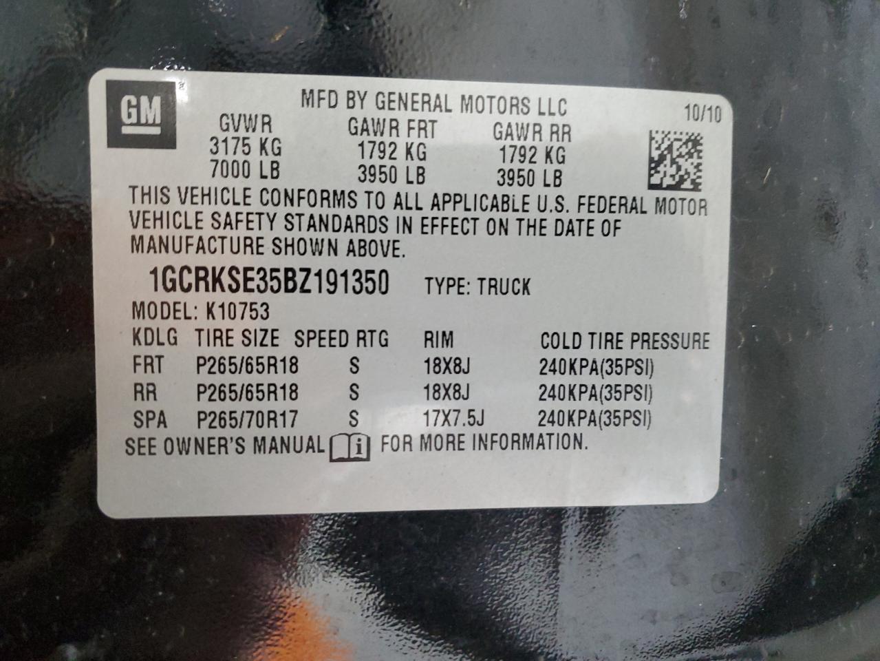 2011 Chevrolet Silverado VIN 1GCRKSE35BZ191350 Copart auction photo, front end damage thumbnail 12