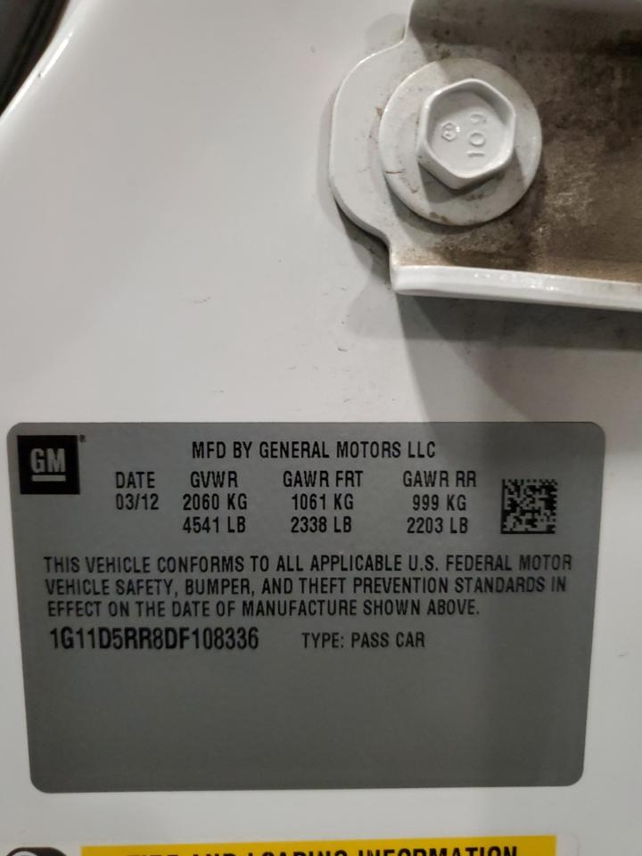 2013 Chevrolet Malibu VIN 1G11D5RR8DF108336 Copart auction photo, front end / side damage thumbnail 12