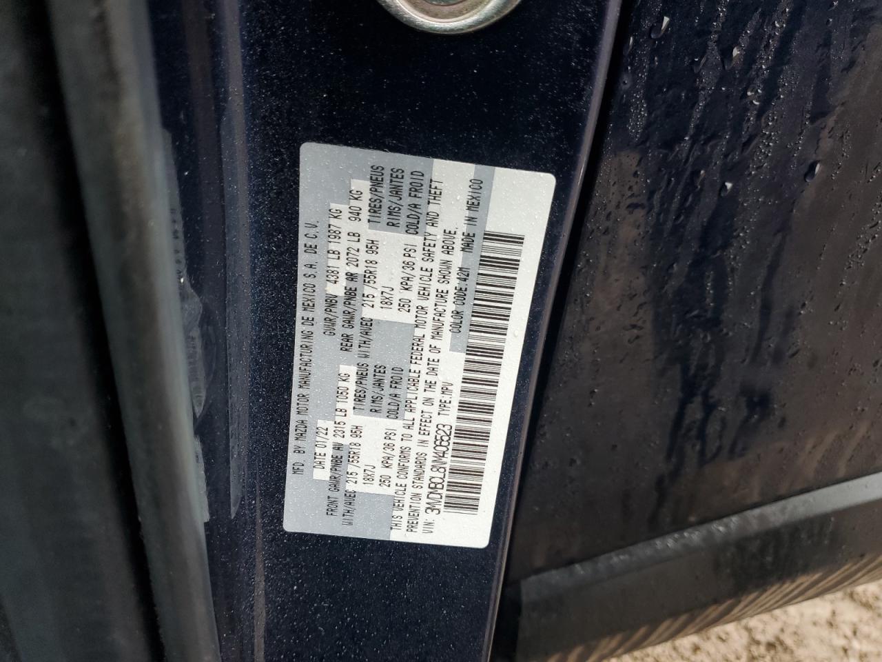 2022 Mazda CX-30 VIN 3MVDMBCL8NM406523 Copart auction photo, all over damage thumbnail 14