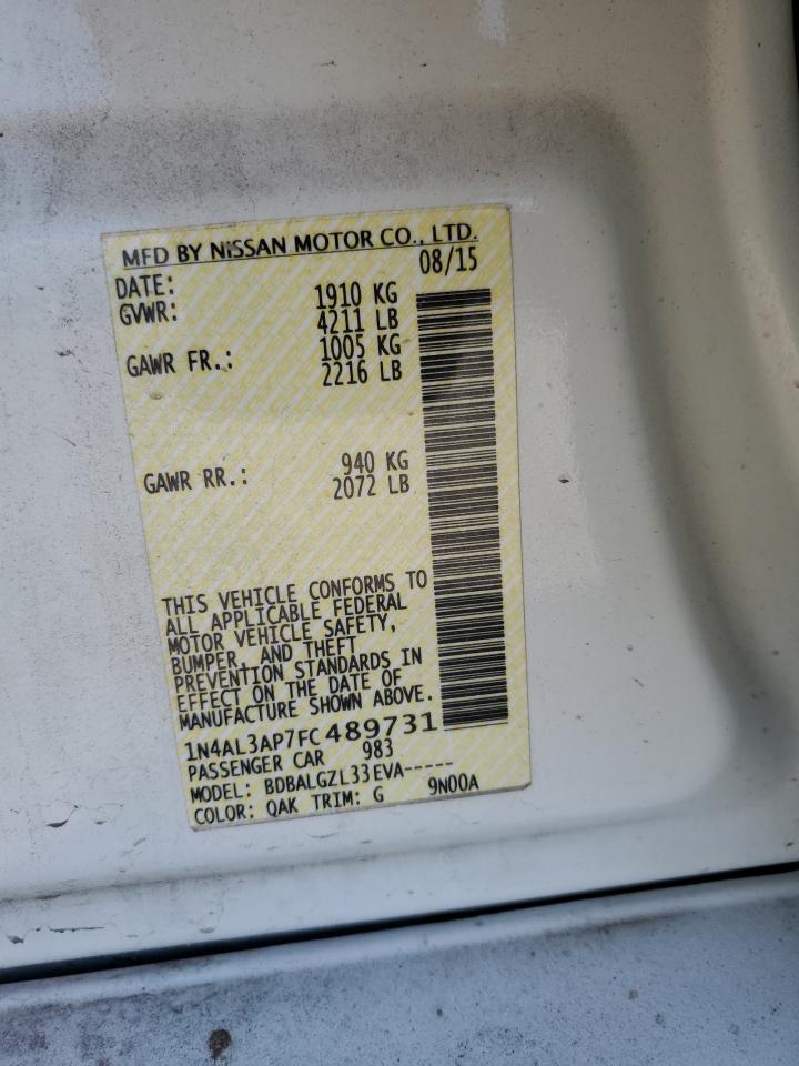 2015 Nissan Altima VIN 1N4AL3AP7FC489731 Copart auction photo, side / rear end damage thumbnail 12