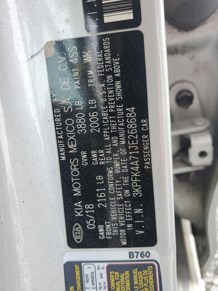 2018 KIA Forte VIN 3KPFK4A71JE268684 Copart auction photo, front end / minor dent/scratches damage thumbnail 13