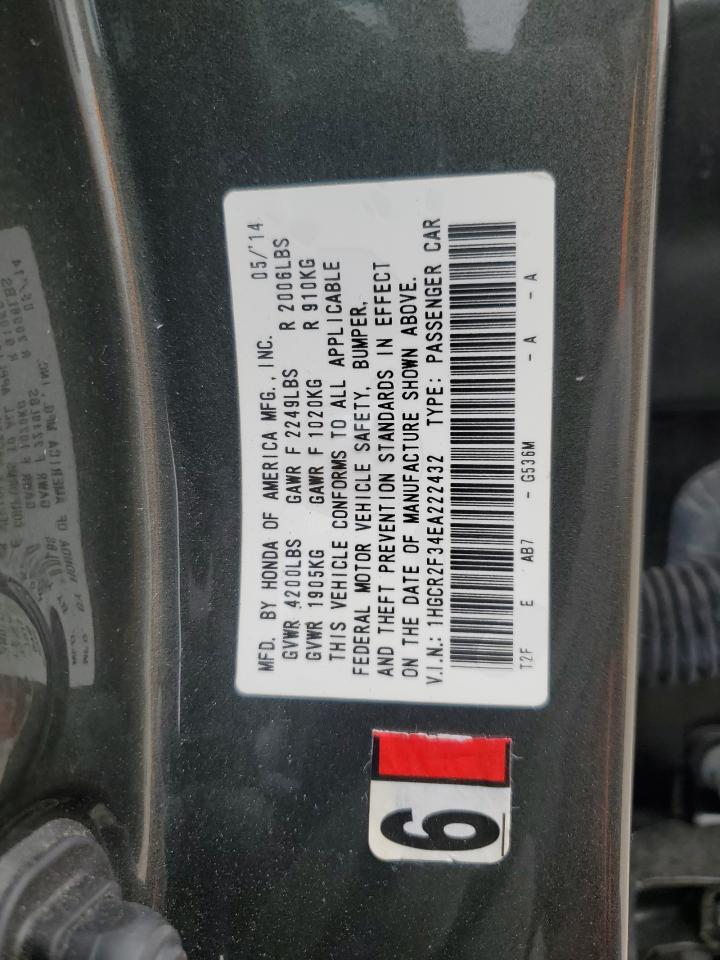 2014 Honda Accord VIN 1HGCR2F34EA222432 Copart auction photo, side damage thumbnail 12