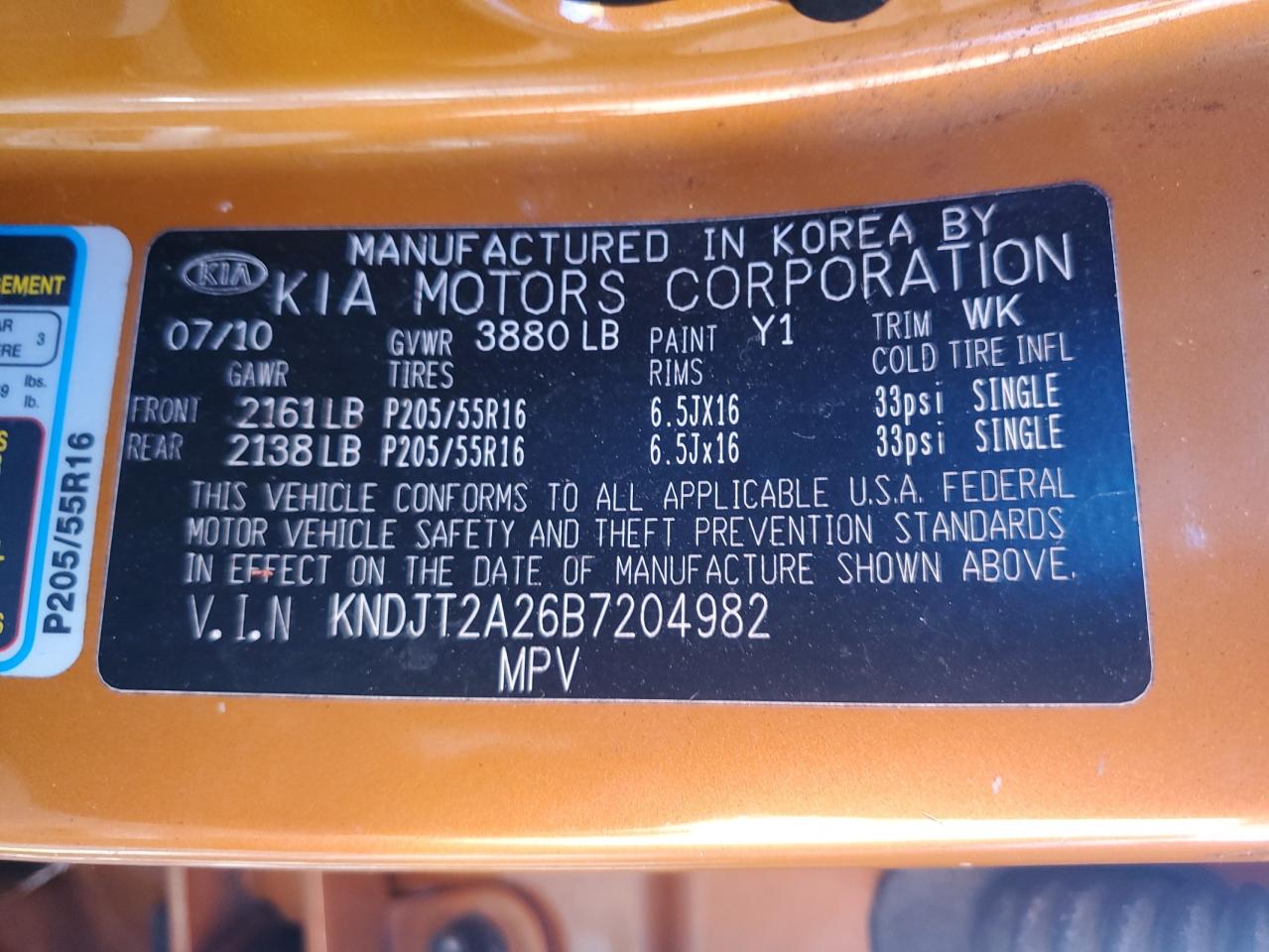 2011 KIA Soul VIN KNDJT2A26B7204982 Copart auction photo, all over damage thumbnail 14