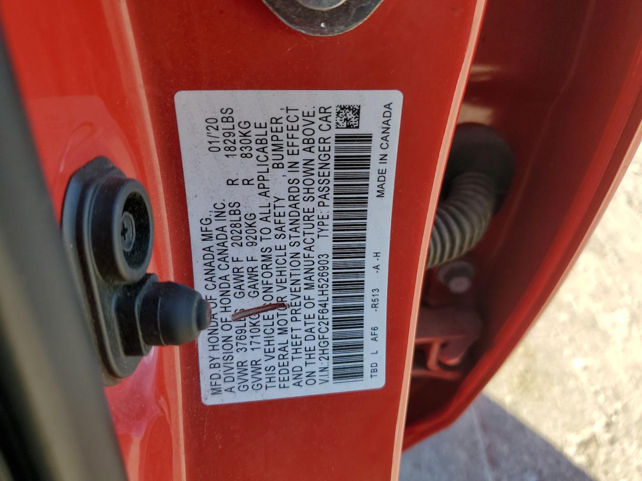 2020 Honda Civic VIN 2HGFC2F64LH526903 Copart auction photo, all over / minor dent/scratches damage thumbnail 13