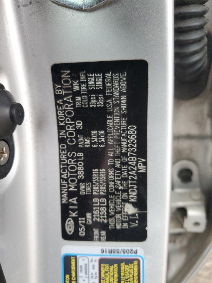2011 KIA Soul VIN KNDJT2A24B7323680 Copart auction photo, front end damage thumbnail 12