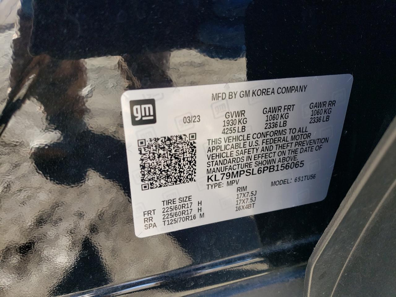 2023 Chevrolet TrailBlazer VIN KL79MPSL6PB156065 Copart auction photo, minor dent/scratches damage thumbnail 13