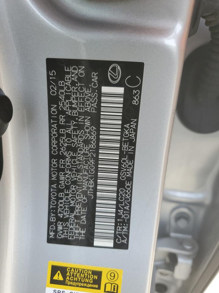 2015 Lexus ES VIN JTHBK1GG9F2186869 Copart auction photo, rear end damage thumbnail 12