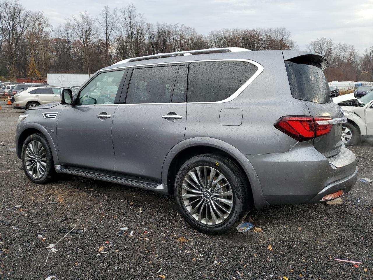 2019 Infiniti QX80 VIN JN8AZ2NE0K9225466 Copart auction photo, front end / side damage thumbnail 2