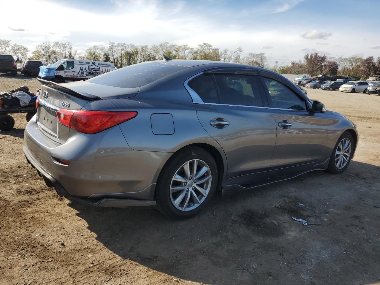 2015 Infiniti Q50 VIN JN1BV7AR5FM403797 Copart auction photo, side damage thumbnail 3
