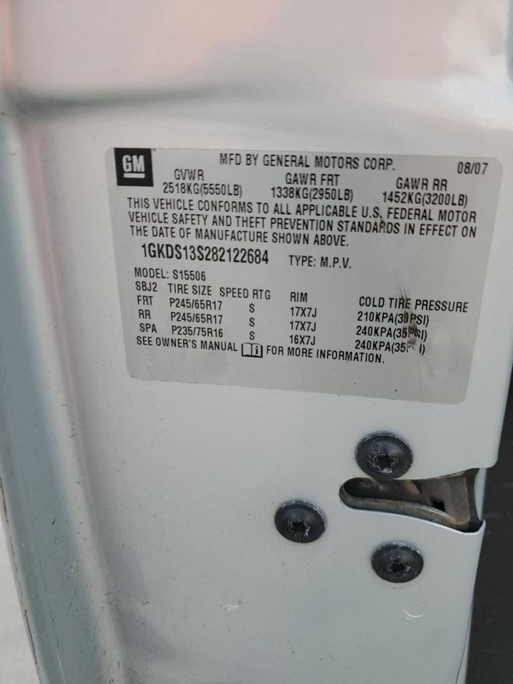 2008 GMC Envoy VIN 1GKDS13S282122684 Copart auction photo, burn - engine damage thumbnail 12