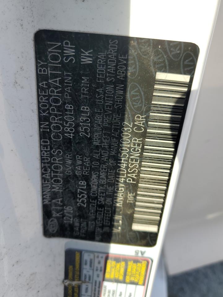 2017 KIA Optima VIN KNAGV4LD4H5010032 Copart auction photo, front end damage thumbnail 13
