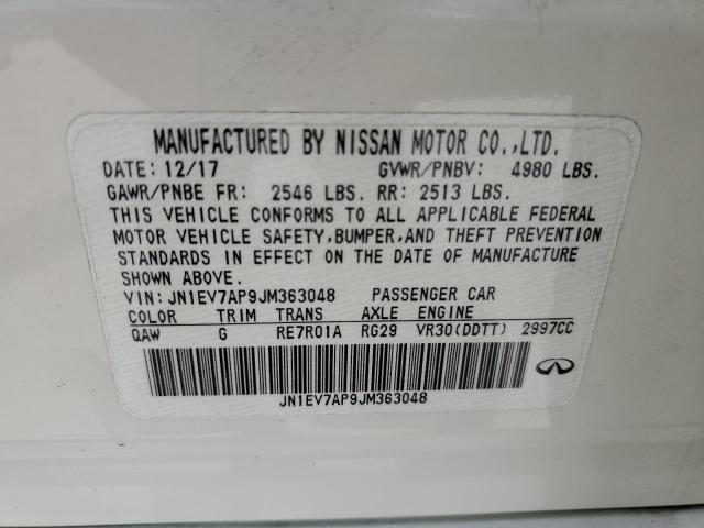 2018 Infiniti Q50 VIN JN1EV7AP9JM363048 Copart auction photo, water/flood damage thumbnail 13