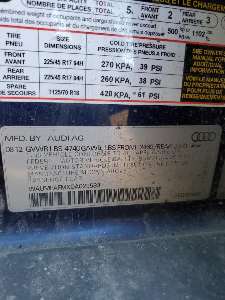 2013 Audi A3 VIN WAUMFAFMXDA029583 Copart auction photo, undercarriage damage thumbnail 13