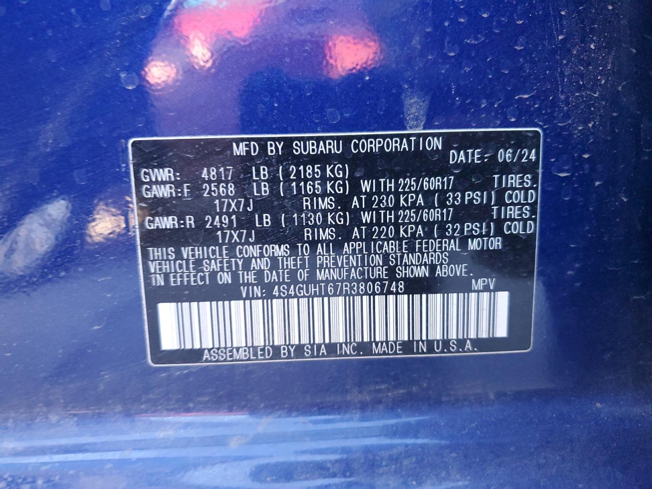 2024 Subaru XV VIN 4S4GUHT67R3806748 Copart auction photo, rear end / front end damage thumbnail 14