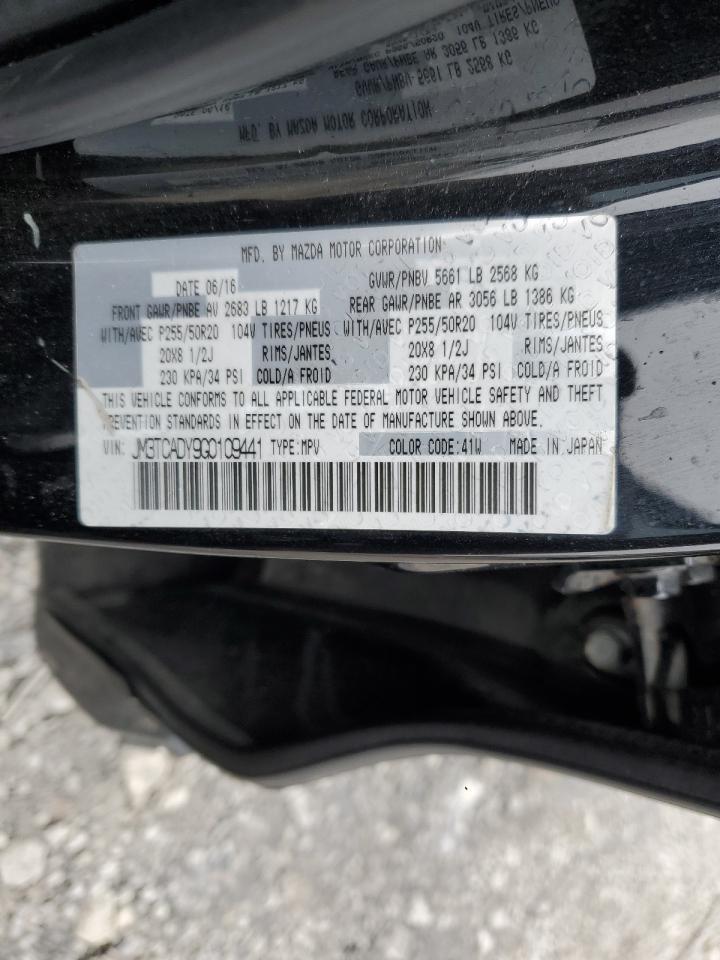 2016 Mazda CX-9 VIN JM3TCADY9G0109441 Copart auction photo, front end / minor dent/scratches damage thumbnail 13