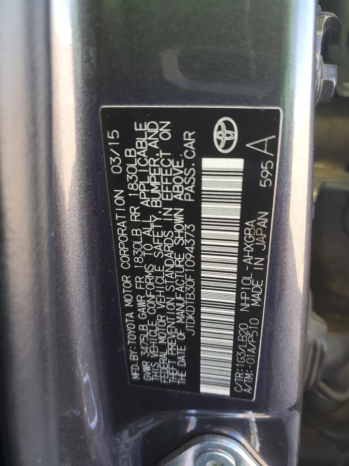 2015 Toyota Prius VIN JTDKDTB30F1094373 Copart auction photo, front end damage thumbnail 12