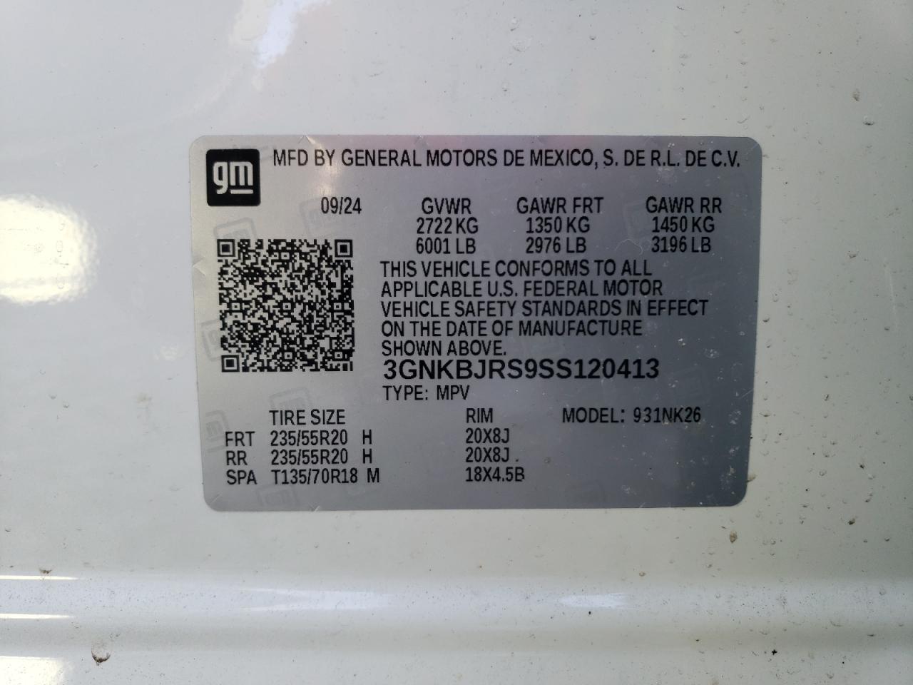 2025 Chevrolet Blazer VIN 3GNKBJRS9SS120413 Copart auction photo, front end / side damage thumbnail 13