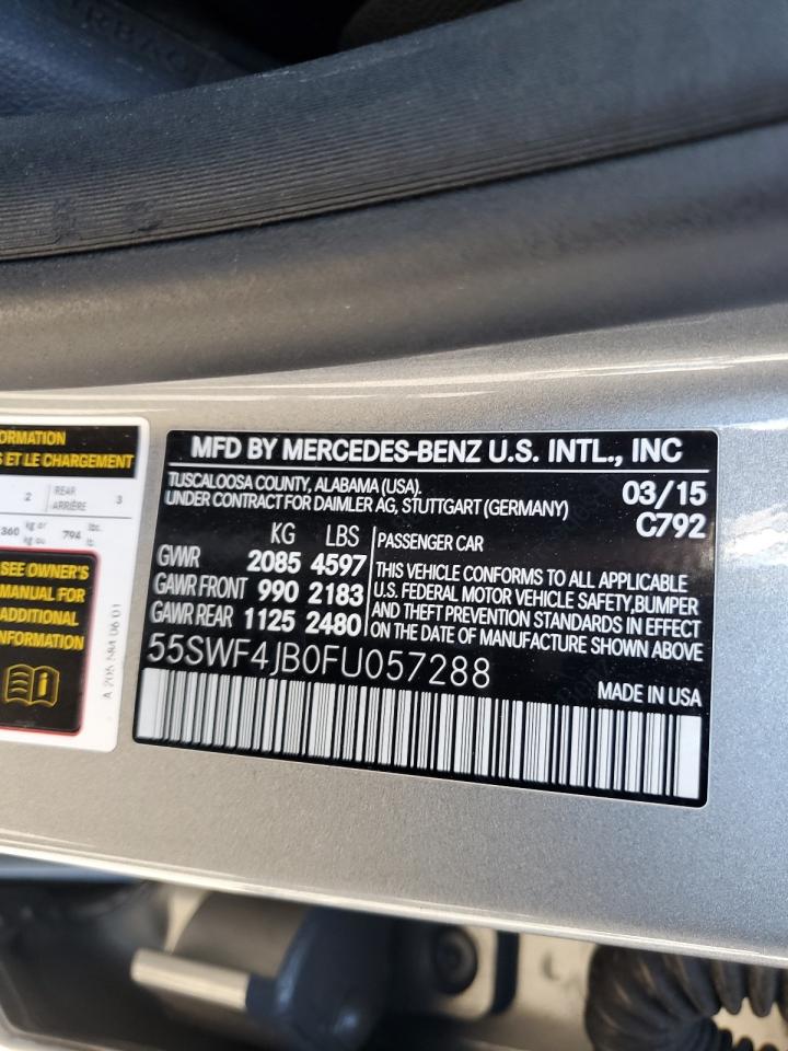 2015 Mercedes-Benz C-klasse VIN 55SWF4JB0FU057288 Copart auction photo, front end / rear end damage thumbnail 14