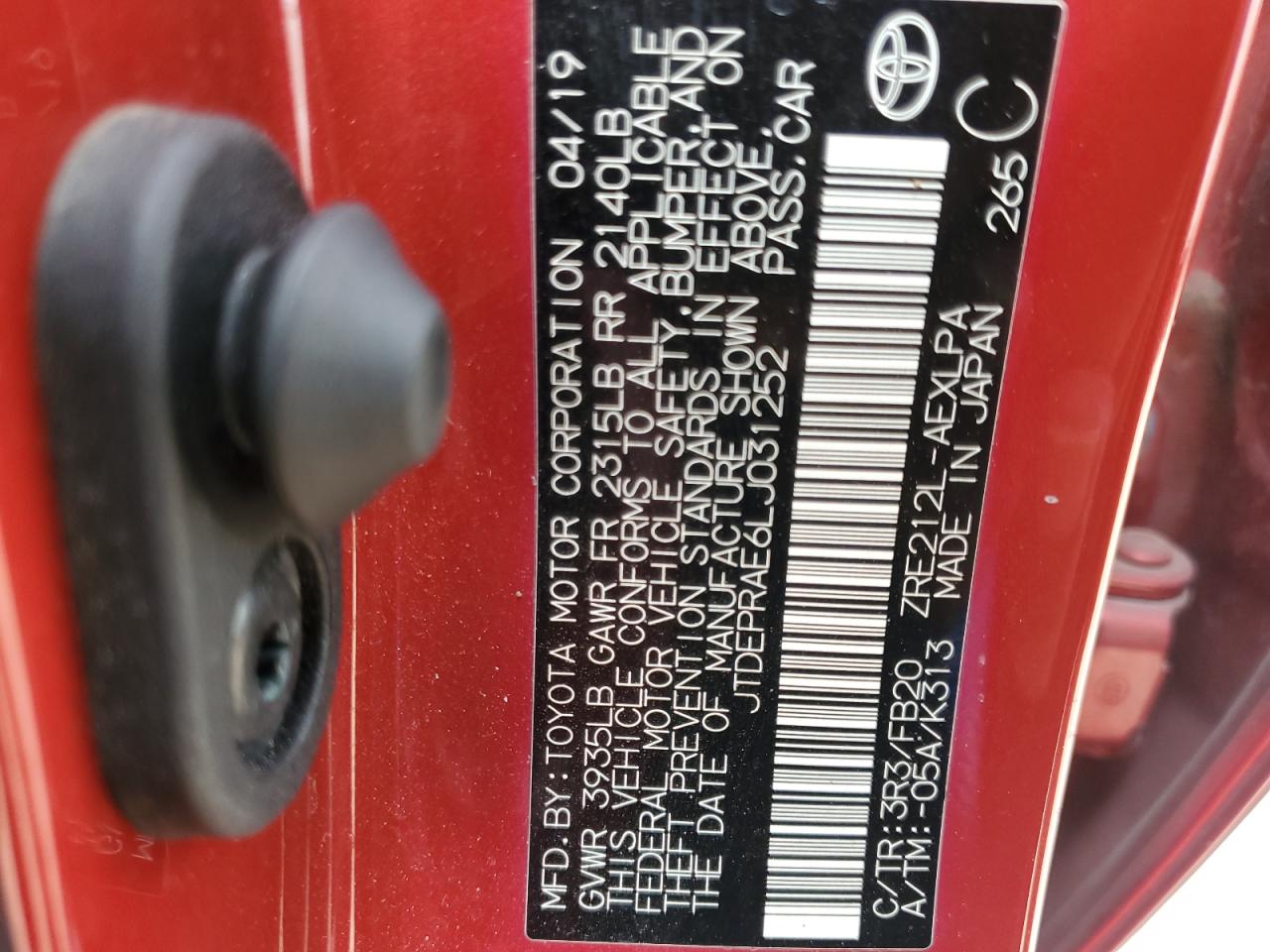 2020 Toyota Corolla VIN JTDEPRAE6LJ031252 Copart auction photo, front end damage thumbnail 13