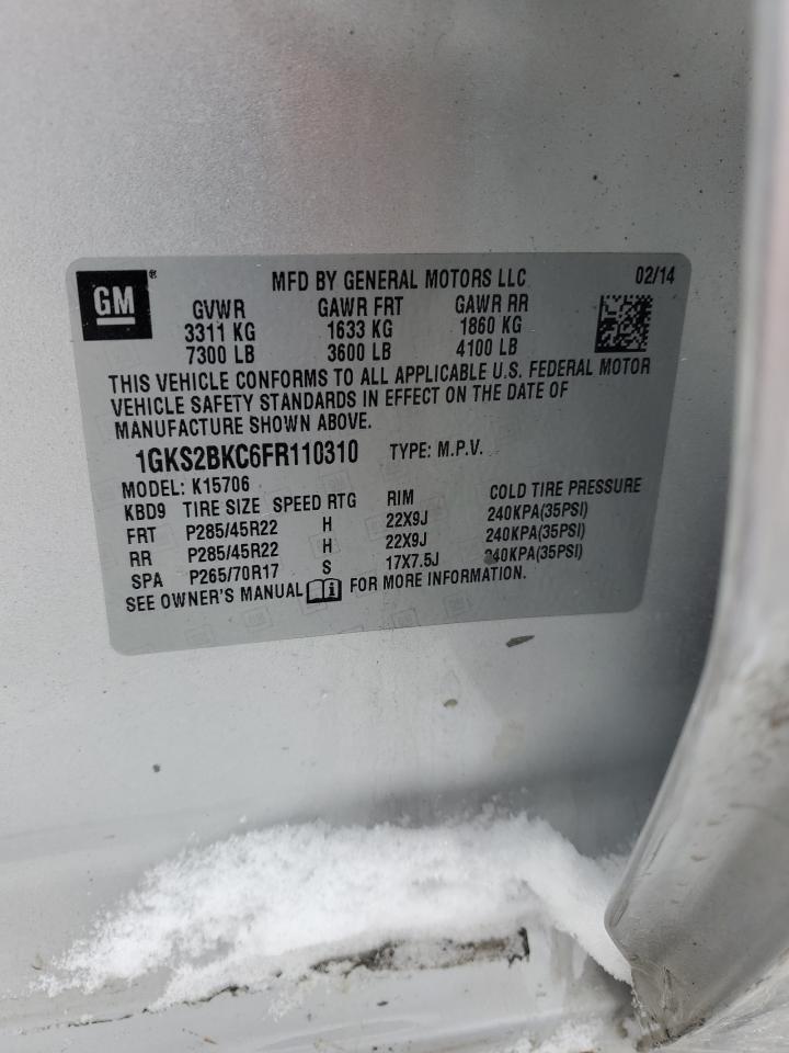 2015 GMC Yukon VIN 1GKS2BKC6FR110310 Copart auction photo, side / front end damage thumbnail 13