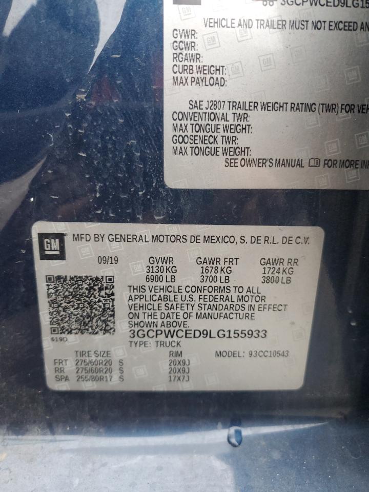 2020 Chevrolet Silverado VIN 3GCPWCED9LG155933 Copart auction photo, front end damage thumbnail 14