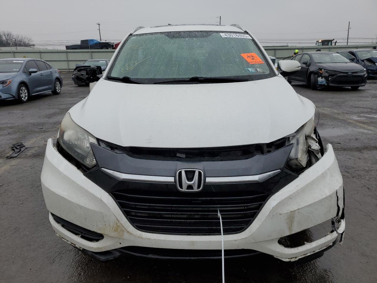 2016 Honda HR-V VIN 3CZRU6H73GM737467 Copart auction photo, side / front end damage thumbnail 5