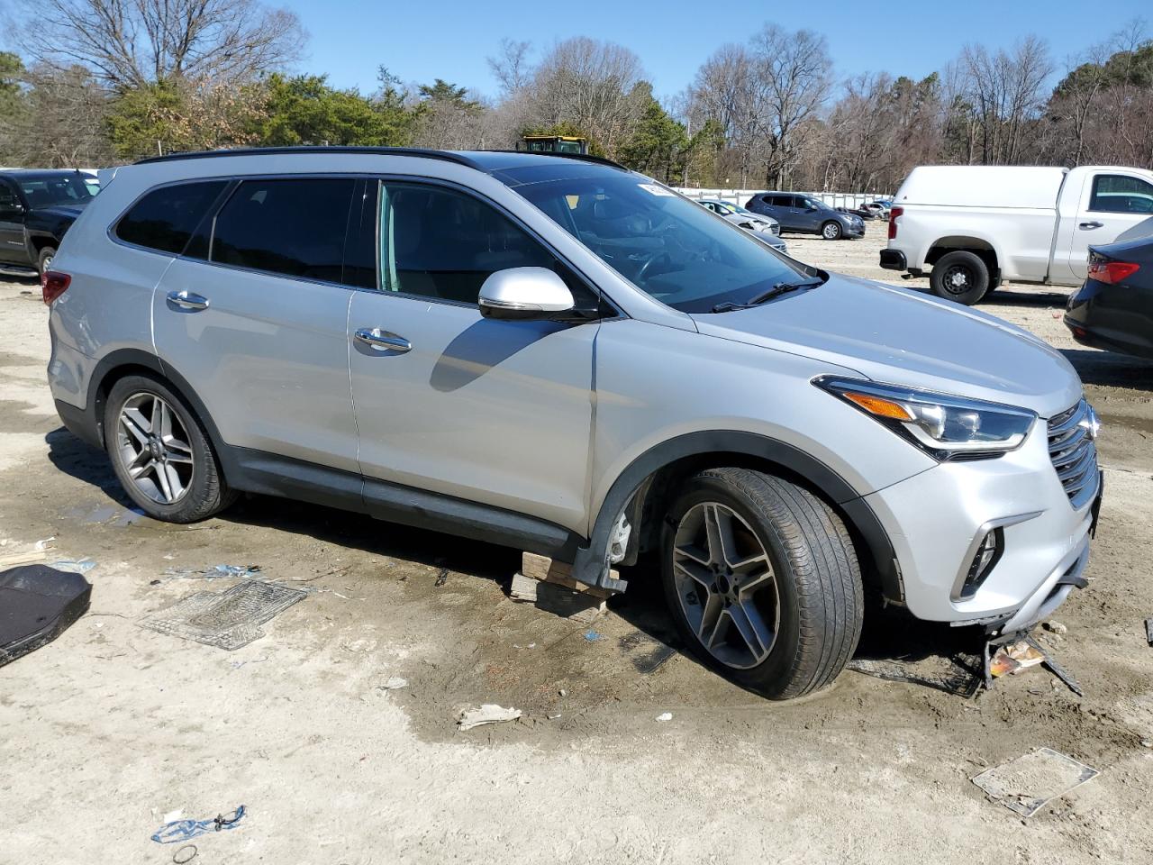 2017 Hyundai Santa Fe VIN KM8SRDHFXHU222799 Copart auction photo, undercarriage / front end damage thumbnail 4