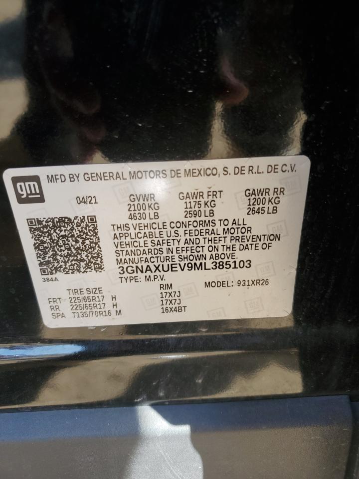 2021 Chevrolet Equinox VIN 3GNAXUEV9ML385103 Copart auction photo, front end damage thumbnail 16