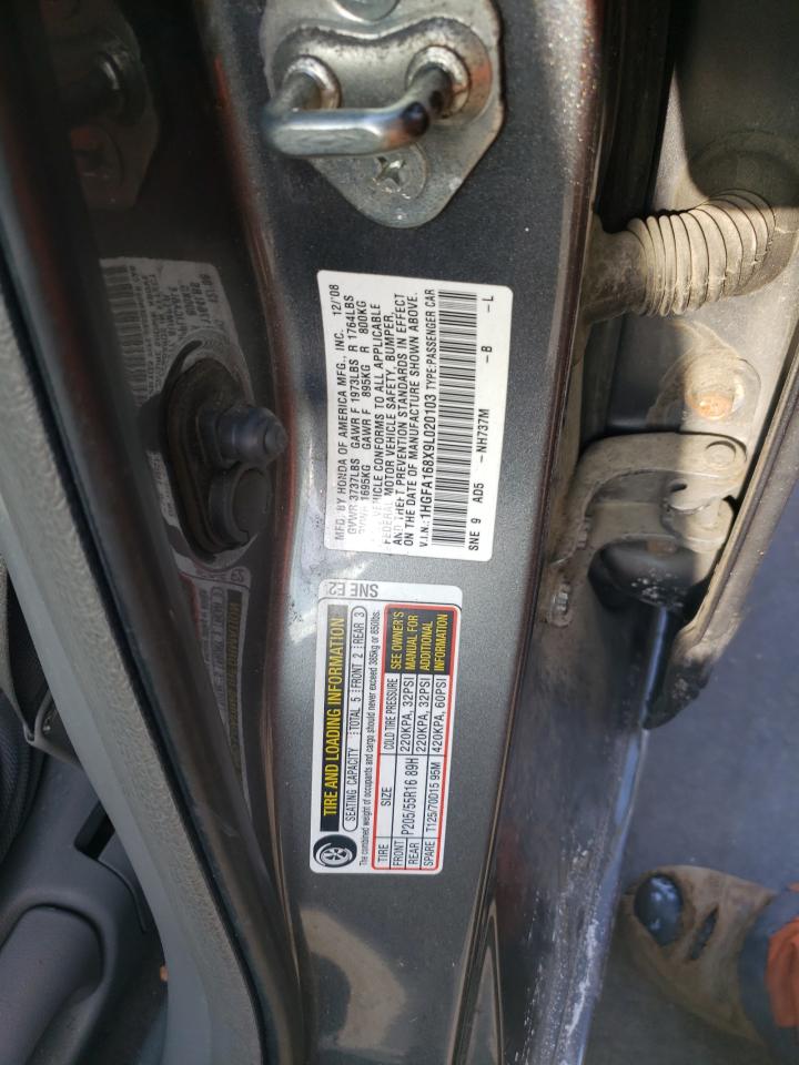 2009 Honda Civic VIN 1HGFA168X9L020103 Copart auction photo, front end damage thumbnail 12