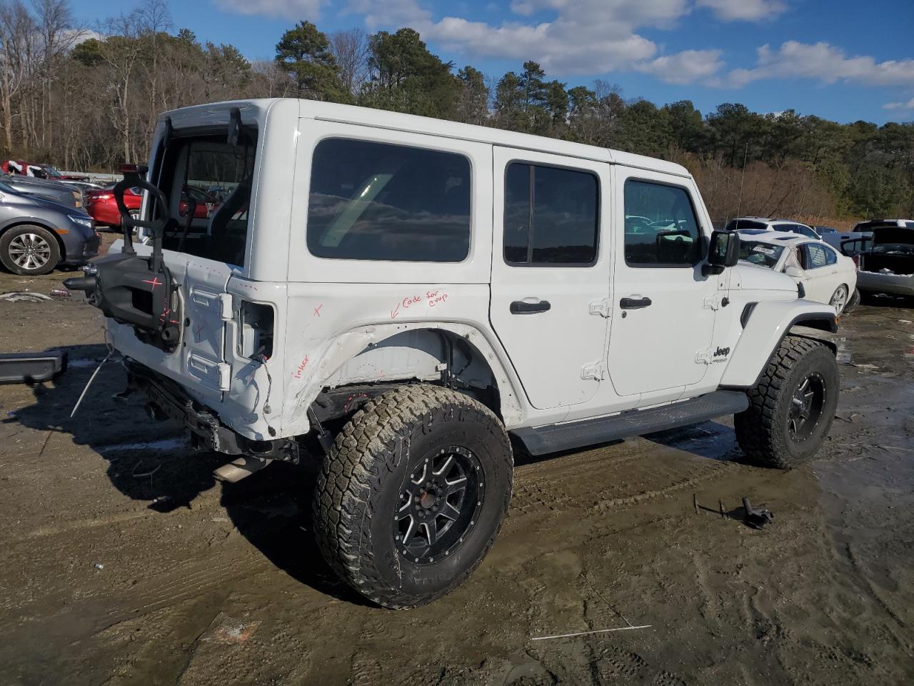 2021 Jeep Wrangler VIN 1C4HJXEG8MW615025 Copart auction photo, rear end damage thumbnail 3