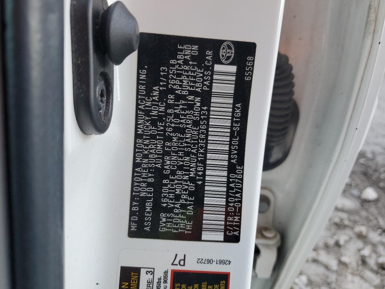 2014 Toyota Camry VIN 4T4BF1FK3ER365134 Copart auction photo, front end damage thumbnail 13