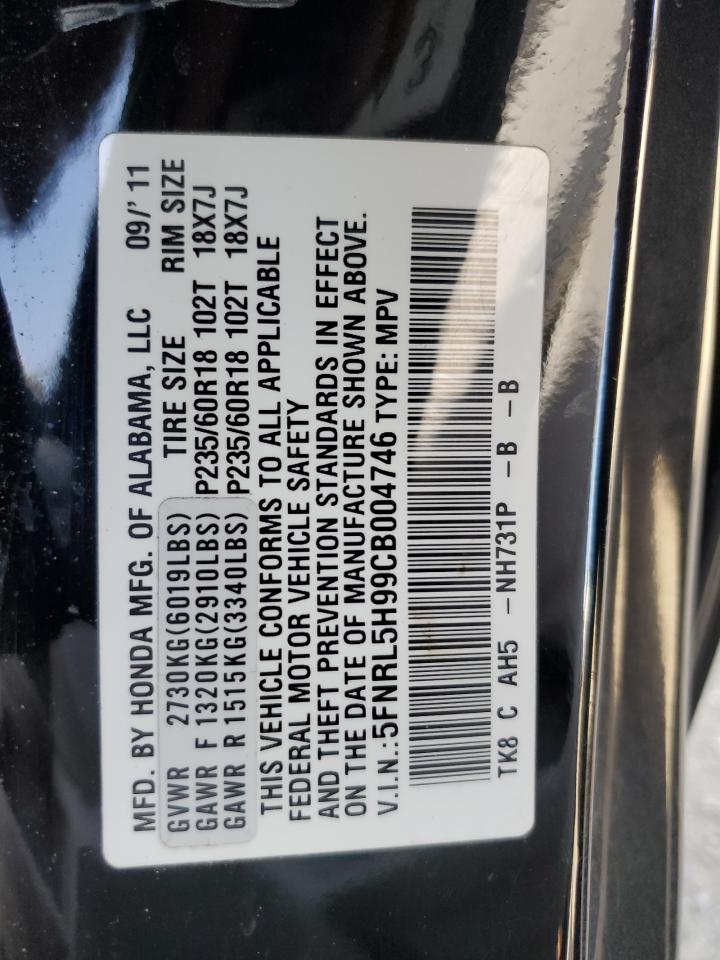 2012 Honda Odyssey VIN 5FNRL5H99CB004746 Copart auction photo, front end / side damage thumbnail 13