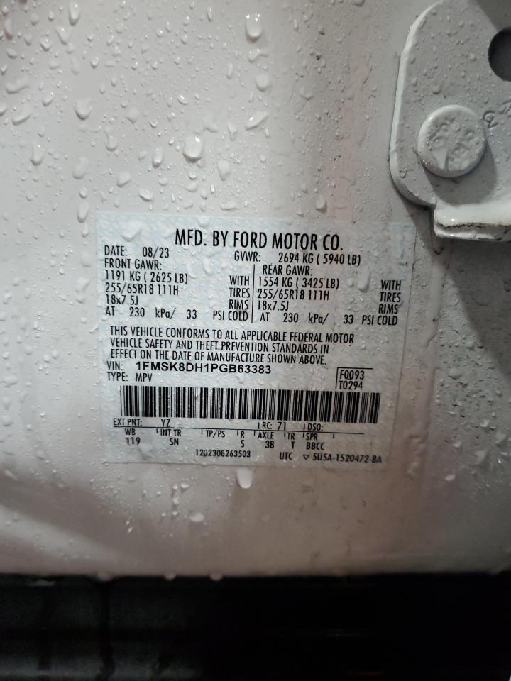 2023 Ford Explorer VIN 1FMSK8DH1PGB63383 Copart auction photo, side damage thumbnail 14
