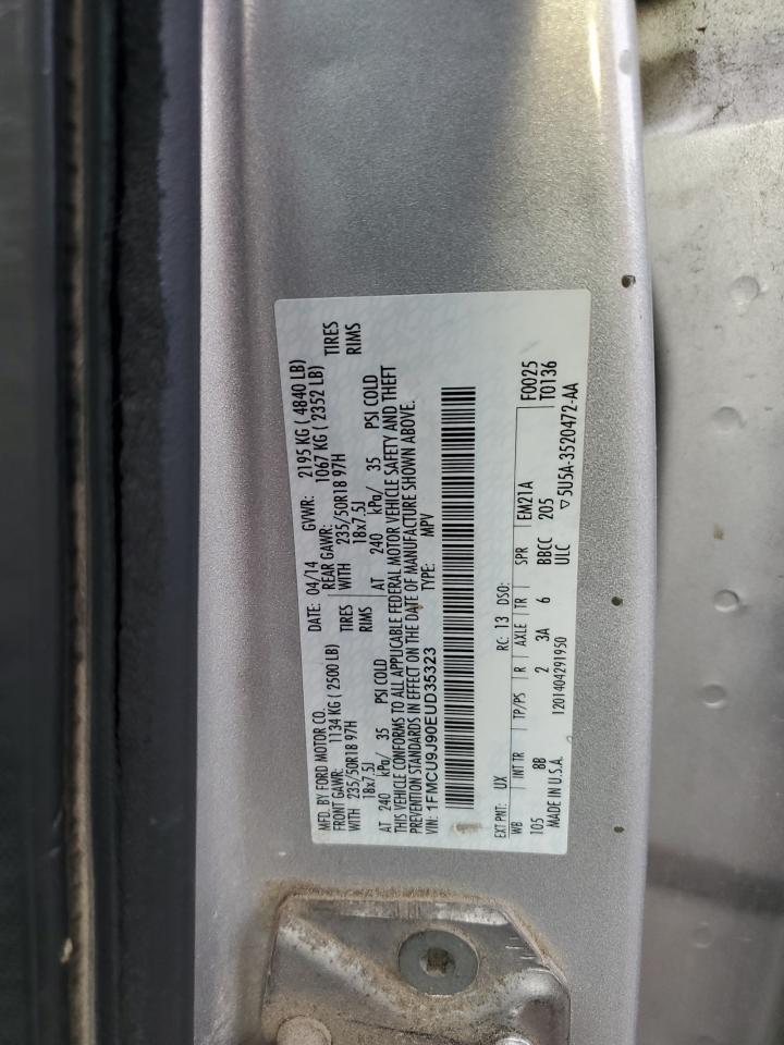 2014 Ford Escape VIN 1FMCU9J90EUD35323 Copart auction photo, front end damage thumbnail 13
