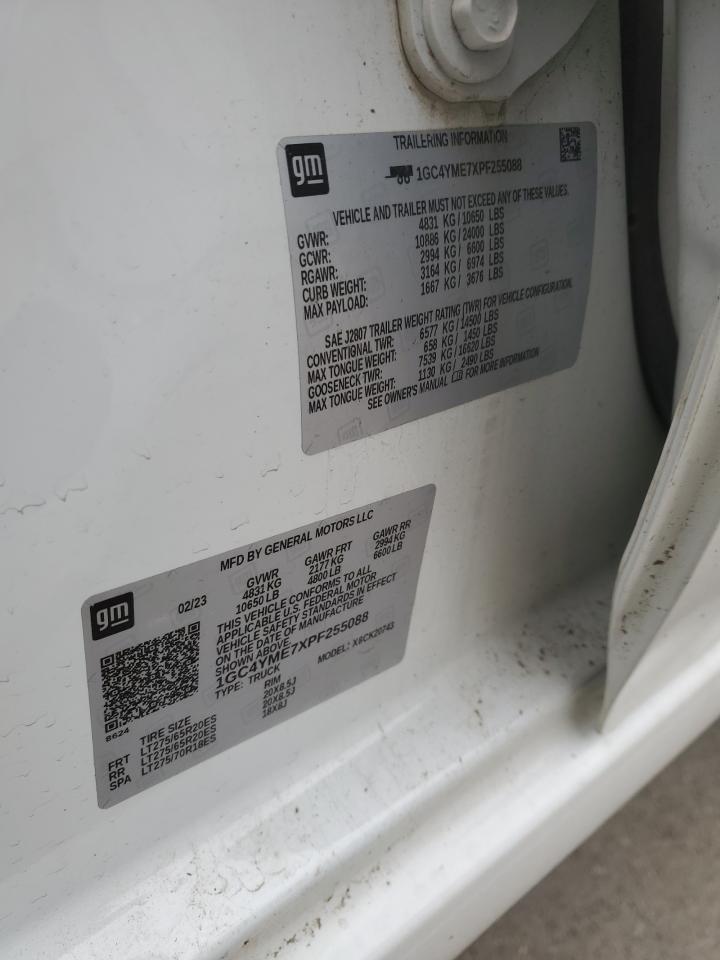 2023 Chevrolet Silverado VIN 1GC4YME7XPF255088 Copart auction photo, frame damage damage thumbnail 12